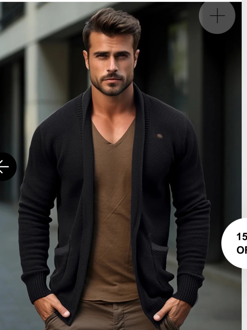 Men's Navy Blue AHA SELECTED Open-Front Shawl Cardigan Sweater